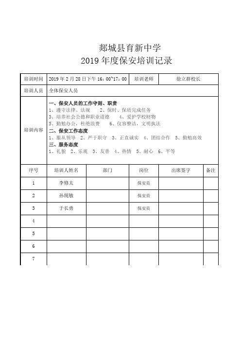保安的培训记录