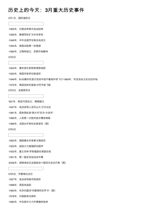 历史上的今天：3月重大历史事件