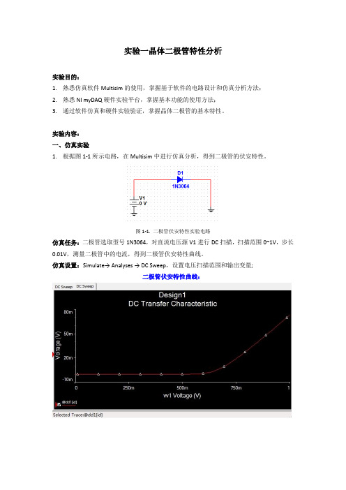 东南大学 信息学院 电子线路 模电实验一报告   晶体二极管特性分析(最终版)