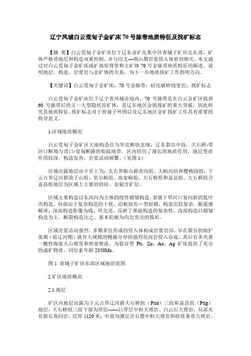 辽宁凤城白云荒甸子金矿床70号脉带地质特征及找矿标志