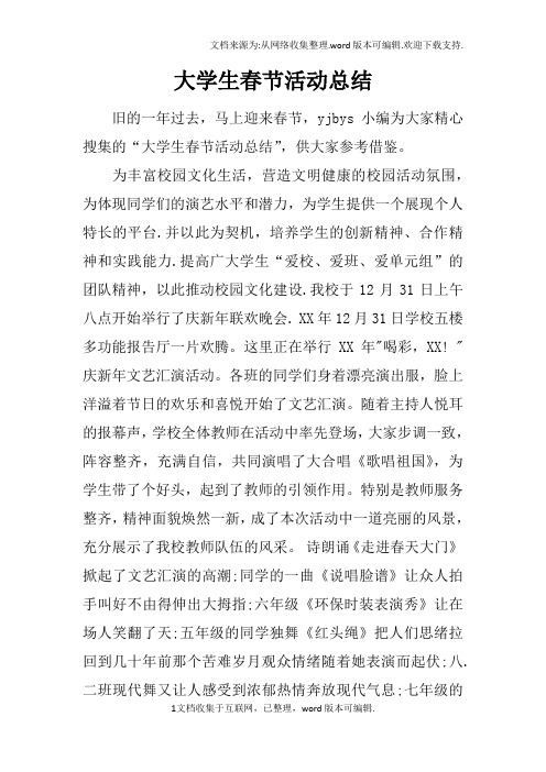 大学生春节活动总结