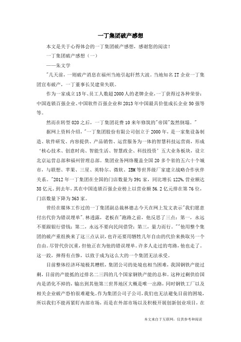 一丁集团破产感想_心得体会