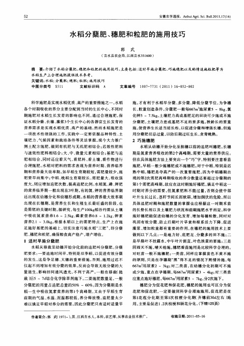 水稻分蘖肥、穗肥和粒肥的施用技巧