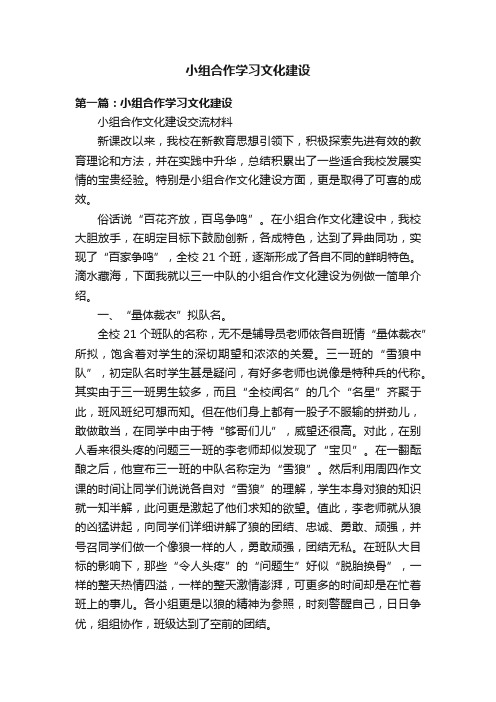 小组合作学习文化建设