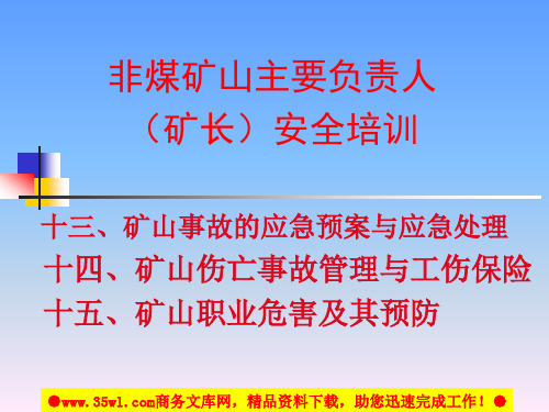 非煤矿山主要负责人安全培训