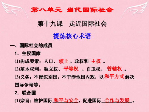 【步步高】版高考政治大一轮复习讲义 第八单元 当代国际社会第19课 新人教版必修2