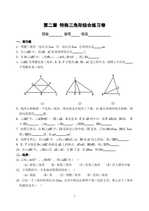 八年级上第二章 特殊三角形综合练习卷