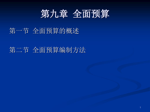 全面预算的概述