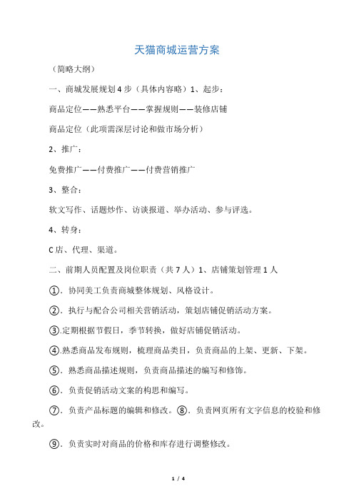 天猫商城运营方案(起步版)