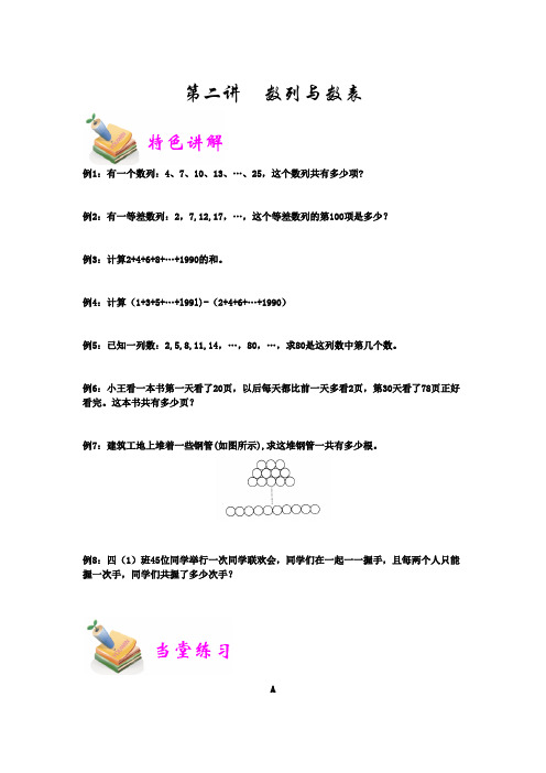 六年级奥数优胜教育第2讲：数列与数表含答案