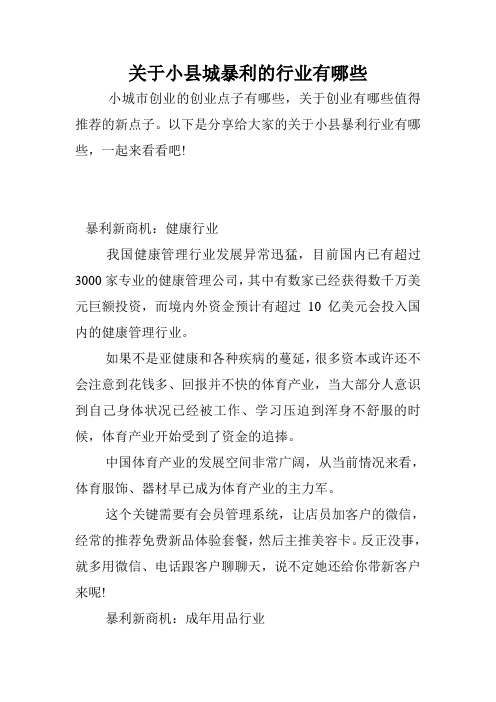 关于小县城暴利的行业有哪些.doc