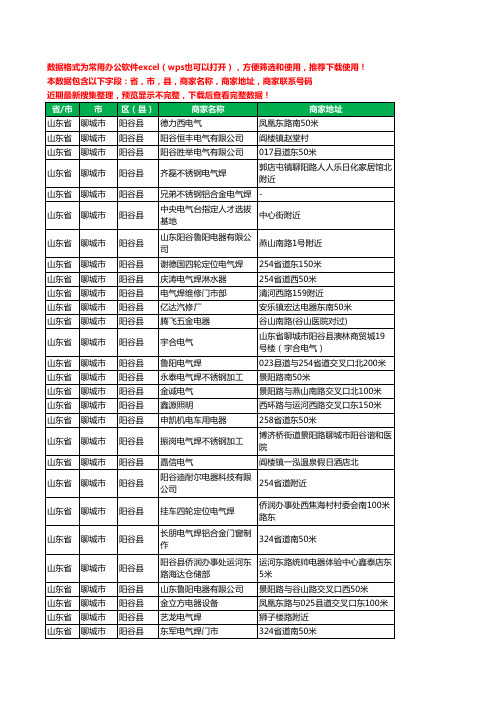 2020新版山东省聊城市阳谷县电器有限公司工商企业公司商家名录名单黄页联系电话号码地址大全33家