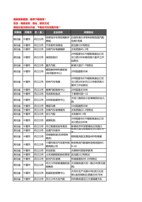 新版湖北省十堰市丹江口市汽车配件企业公司商家户名录单联系方式地址大全52家