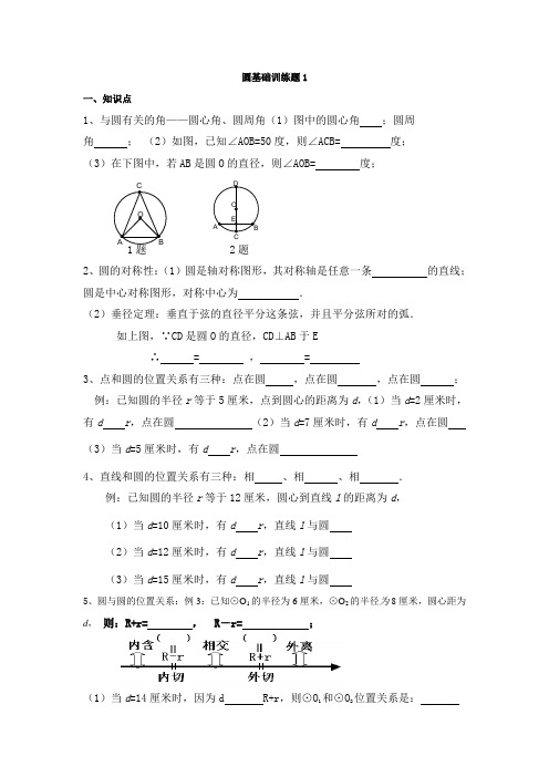 圆的基础知识点及习题