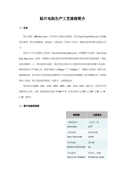 贴片电阻生产工艺流程简介