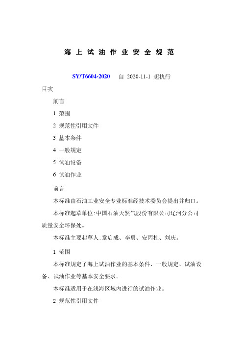 海上试油作业安全规范( 5)(全面)