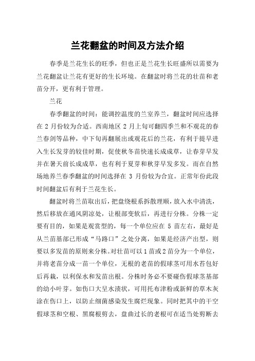 兰花翻盆的时间及方法介绍