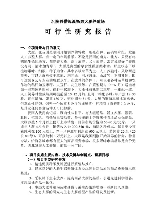 特种养殖项目可研报告(大雁)