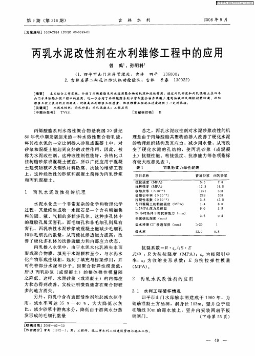 丙乳水泥改性剂在水利维修工程中的应用