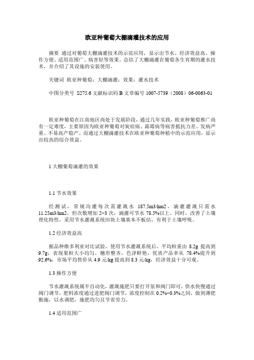 欧亚种葡萄大棚滴灌技术的应用