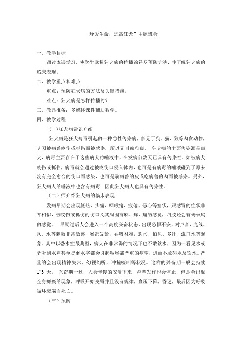 《预防狂犬病》主题班会