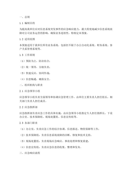 业务系统应急预案