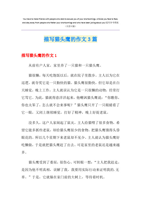 描写猫头鹰的作文3篇