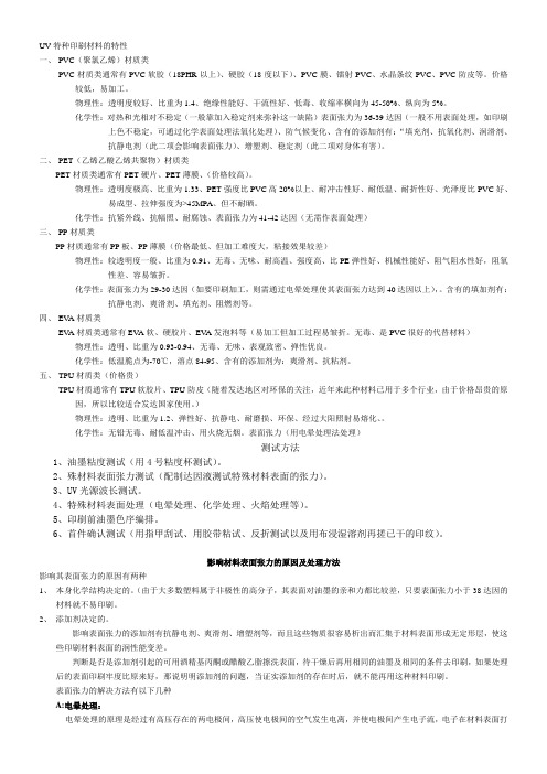 材料的特性及表面处理的方法