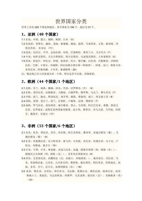 世界国家名称分类