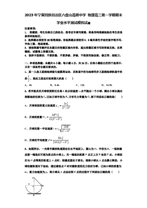 2023年宁夏回族自治区六盘山高级中学 物理高三第一学期期末学业水平测试模拟试题含解析