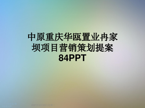 中原重庆华瓯置业冉家坝项目营销策划提案84PPT