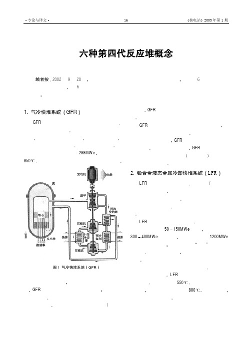 六种第四代反应堆概念