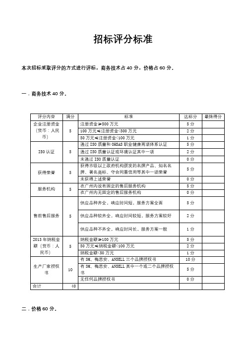招标评分标准【模板】