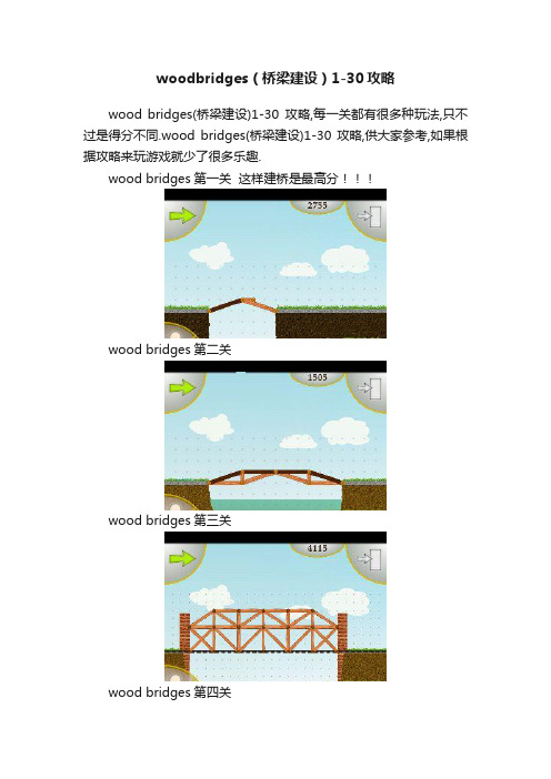 woodbridges（桥梁建设）1-30攻略