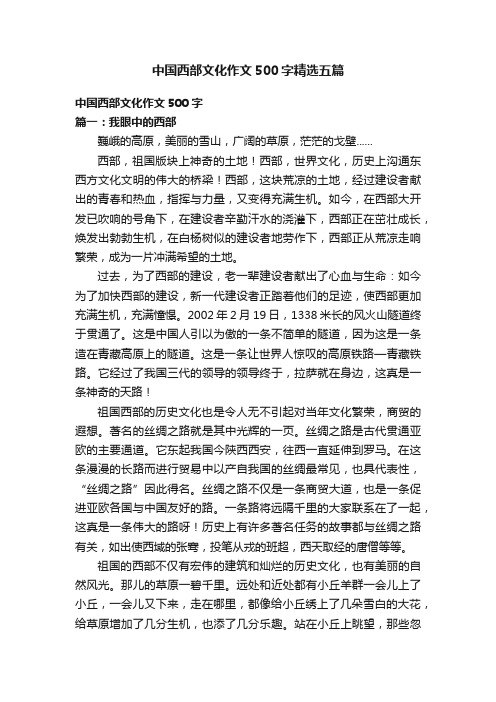 中国西部文化作文500字精选五篇