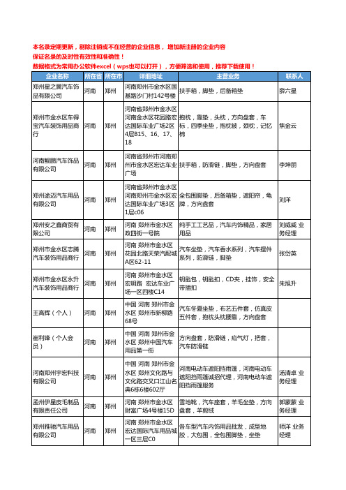 2020新版河南省郑州汽车内饰工商企业公司名录名单黄页联系方式大全53家