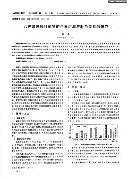 几种常见彩叶植物的色素组成与叶色关系的研究