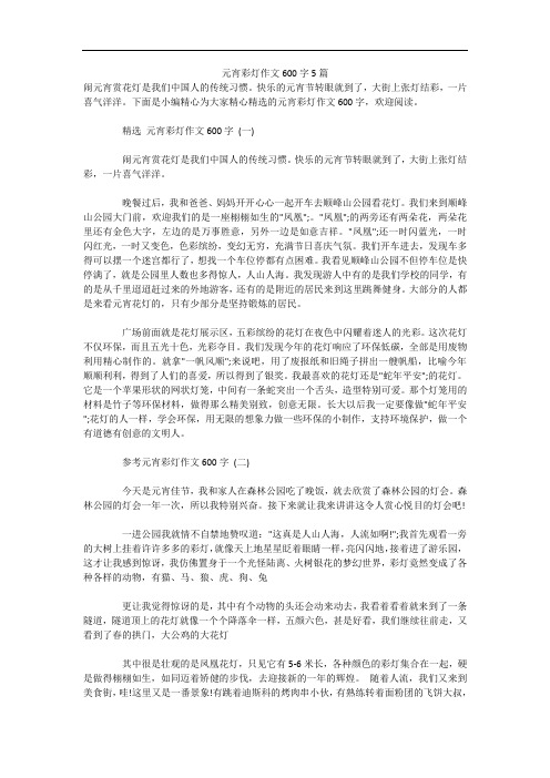 元宵彩灯作文600字5篇