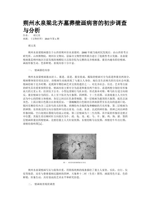 朔州水泉梁北齐墓葬壁画病害的初步调查与分析 