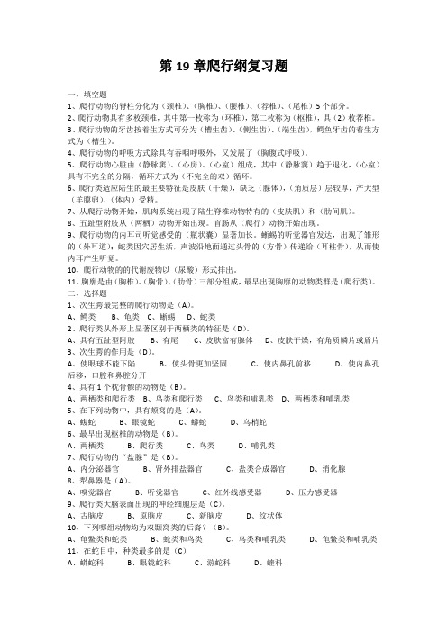 第19章 爬行纲复习题答案