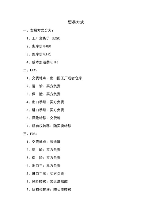 贸易方式归纳