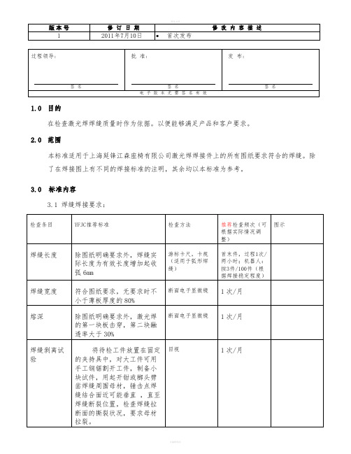 激光焊焊缝检查标准