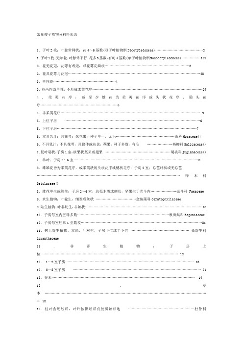 常见被子植物分科检索表