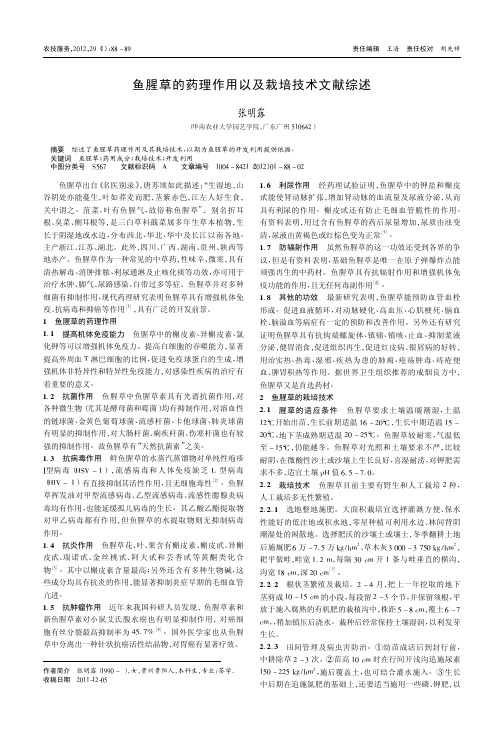鱼腥草的药理作用以及栽培技术文献综述