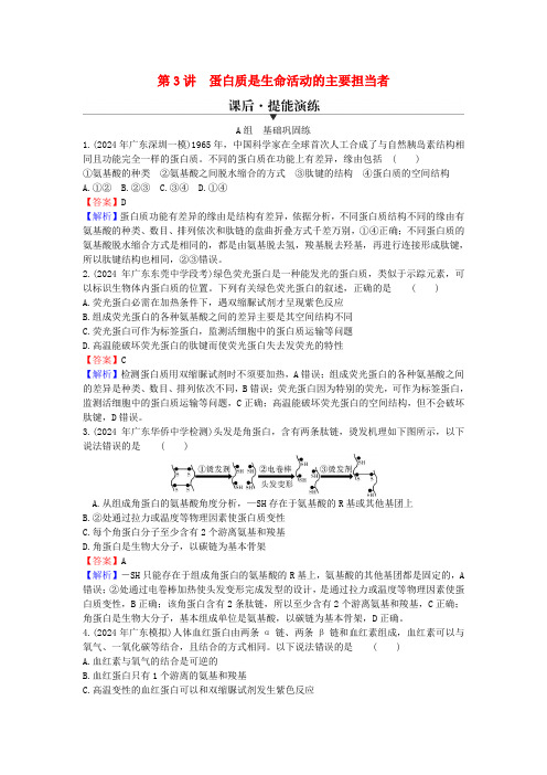 2025版高考生物一轮总复习第一单元走近细胞组成细胞的分子第3讲蛋白质是生命活动的主要承担者提能演练