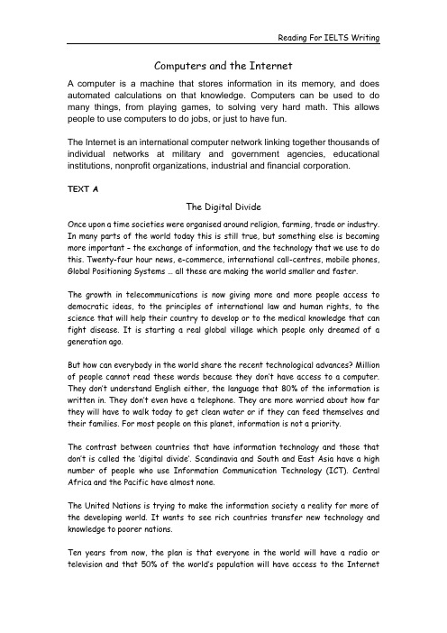 Reading For IELTS Writing--Computers and the Internet[A]