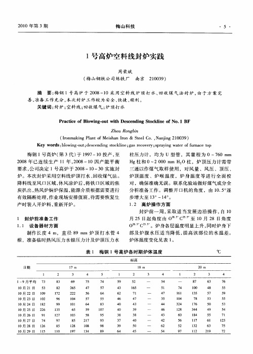 1号高炉空料线封炉实践