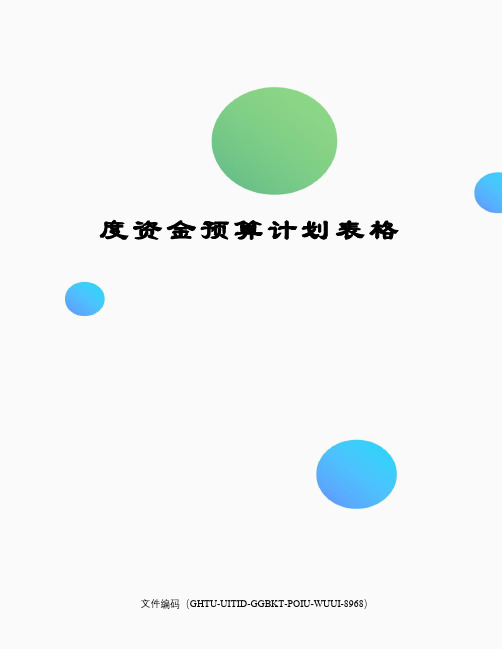 度资金预算计划表格