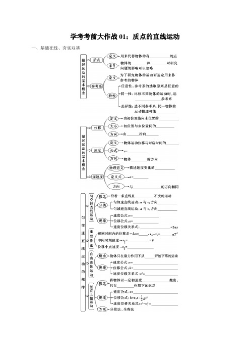 2020年6月浙江学考物理学考复习 专题01 质点的直线运动(解析版)