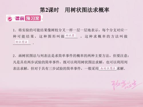 九年级数学上册25概率初步25.2用列举法求概率第2课时用树状图法求概率课件新版新人教版